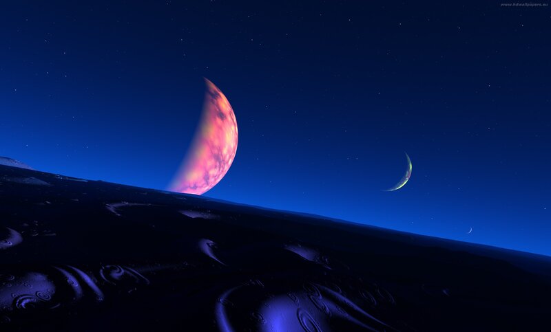 Alien planet with two moons