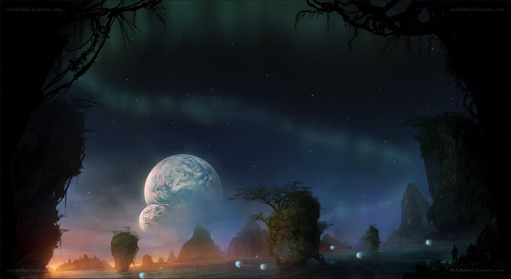 alien planet with two moons