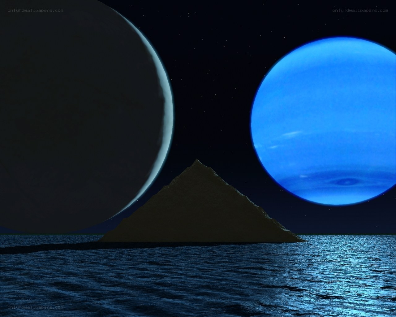 alien planet with two moons