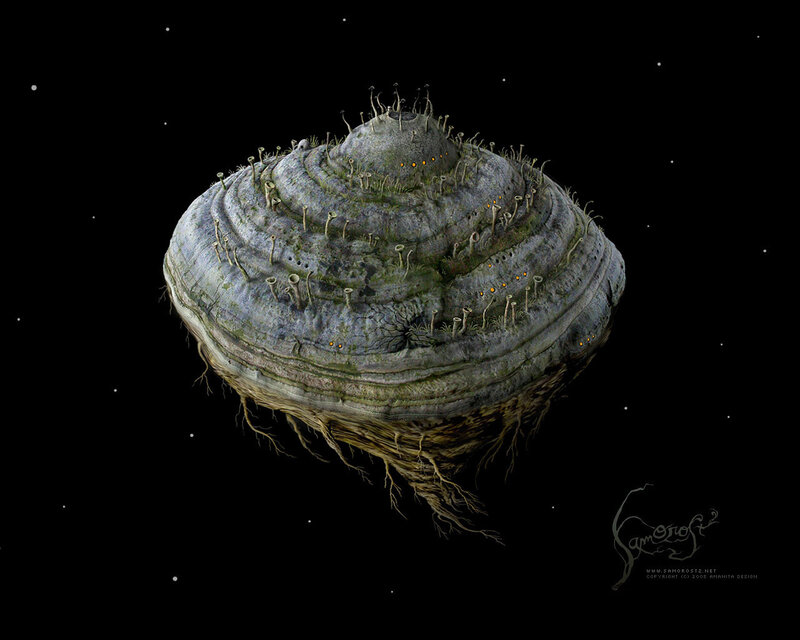 alien planetoid with roots