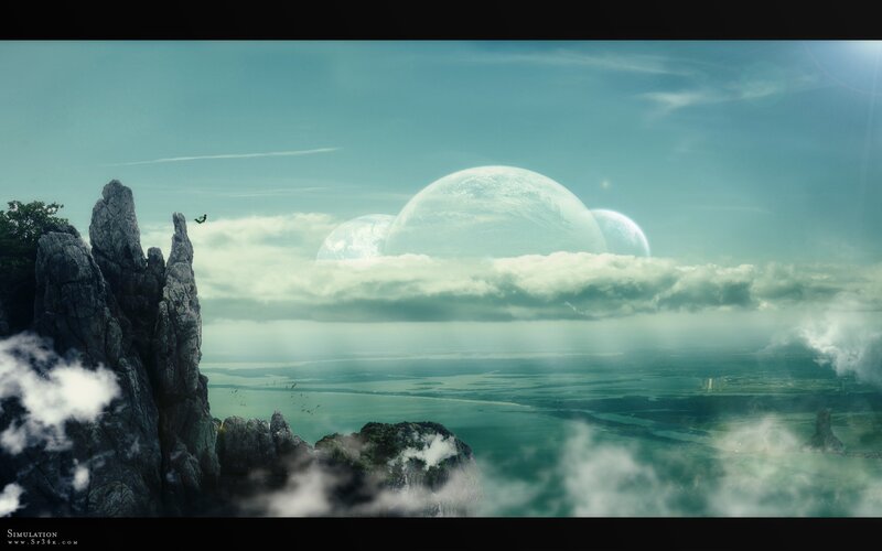 alien planets above clouds