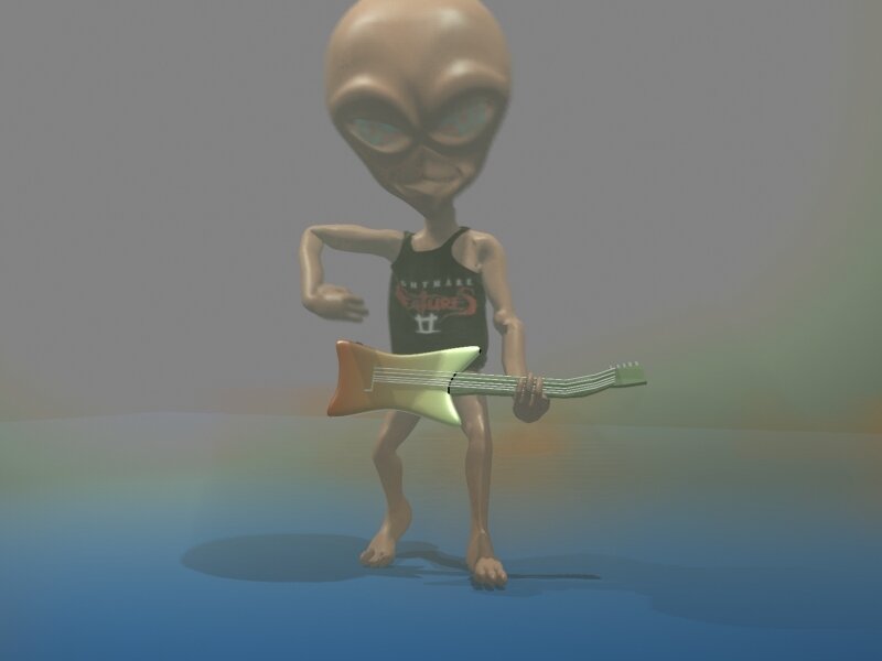 alien playing guitar