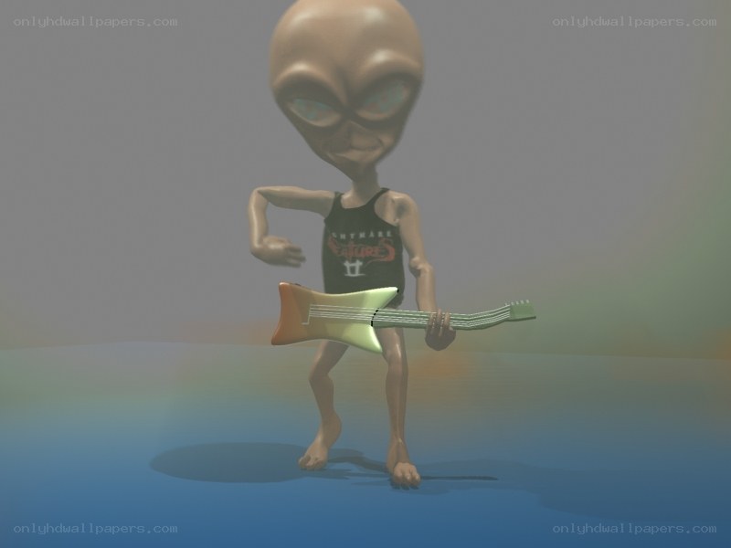 alien playing guitar