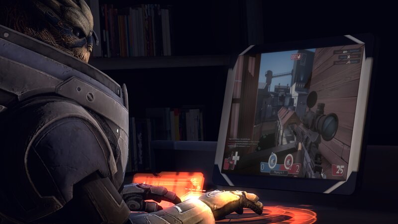 alien playing video game