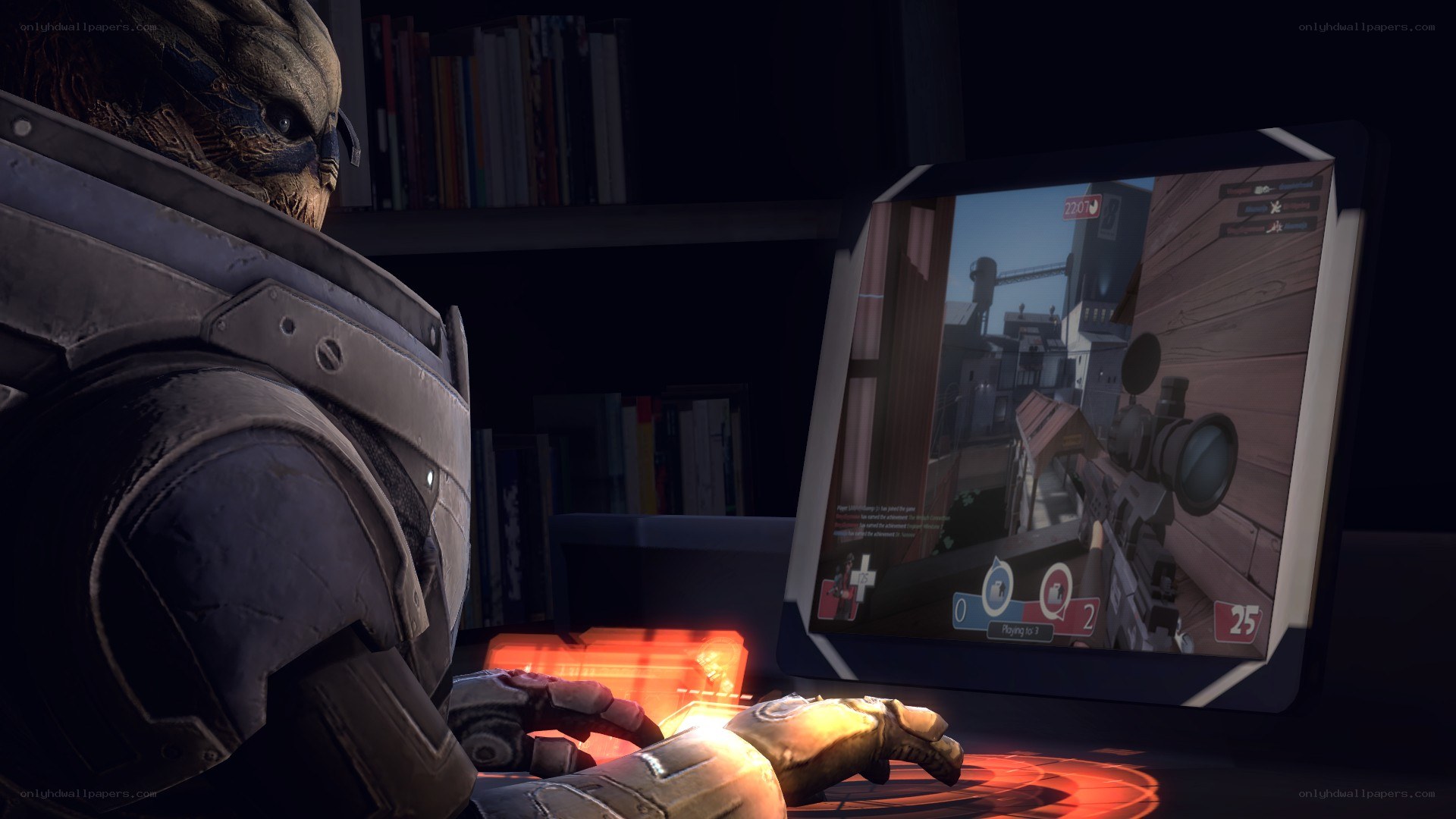alien playing video game