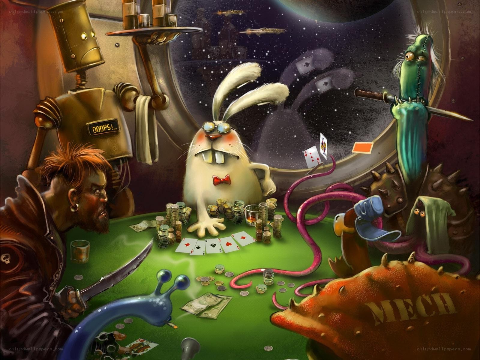 Alien poker game in space