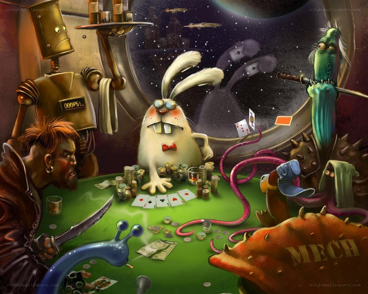 Alien poker game in space