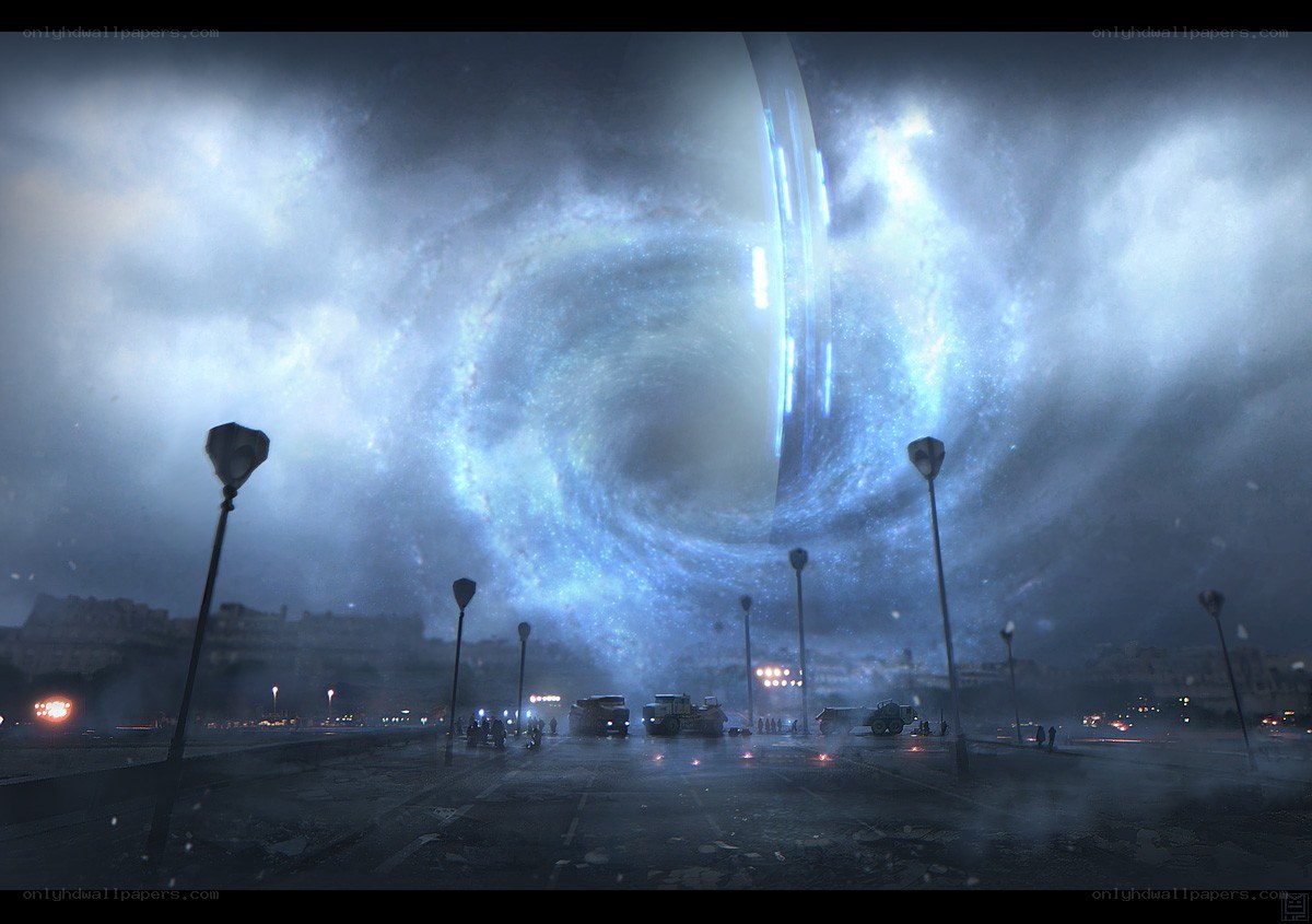 Alien portal over city