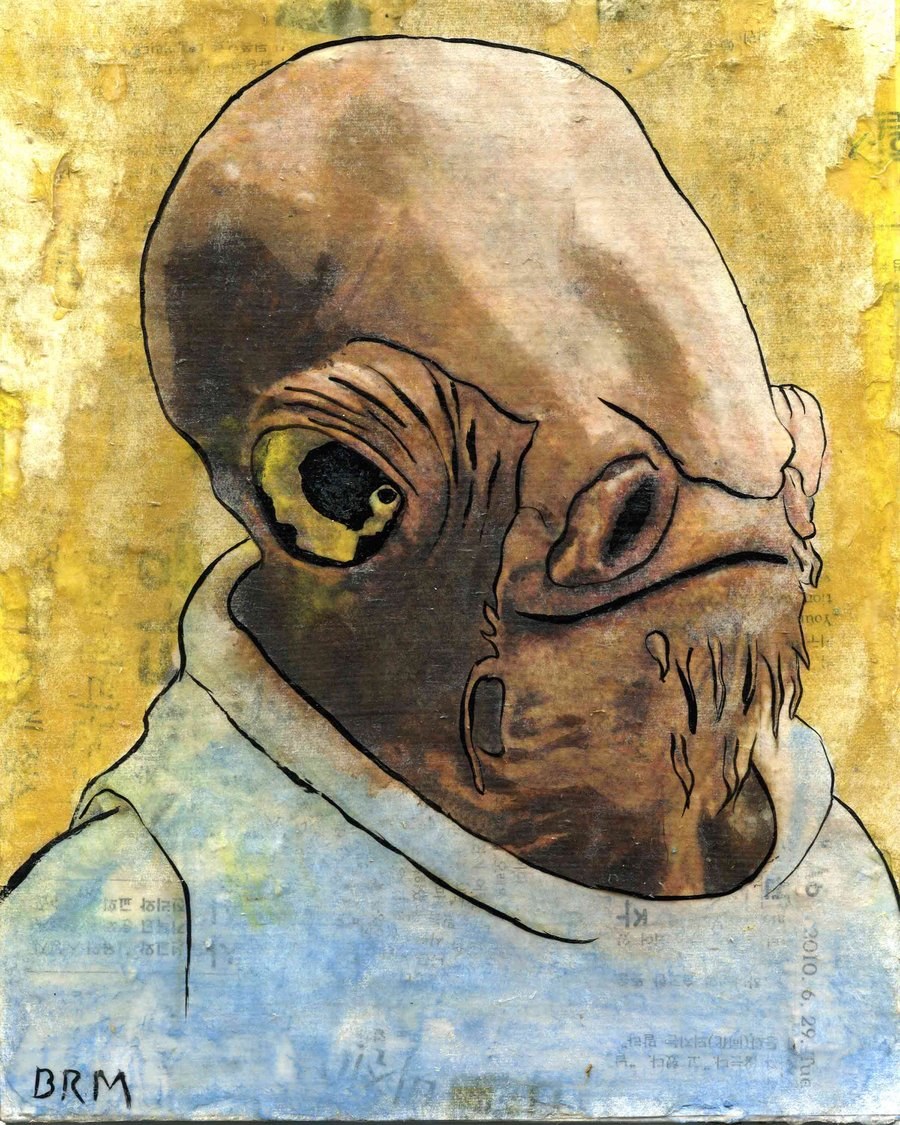 alien portrait on textured background