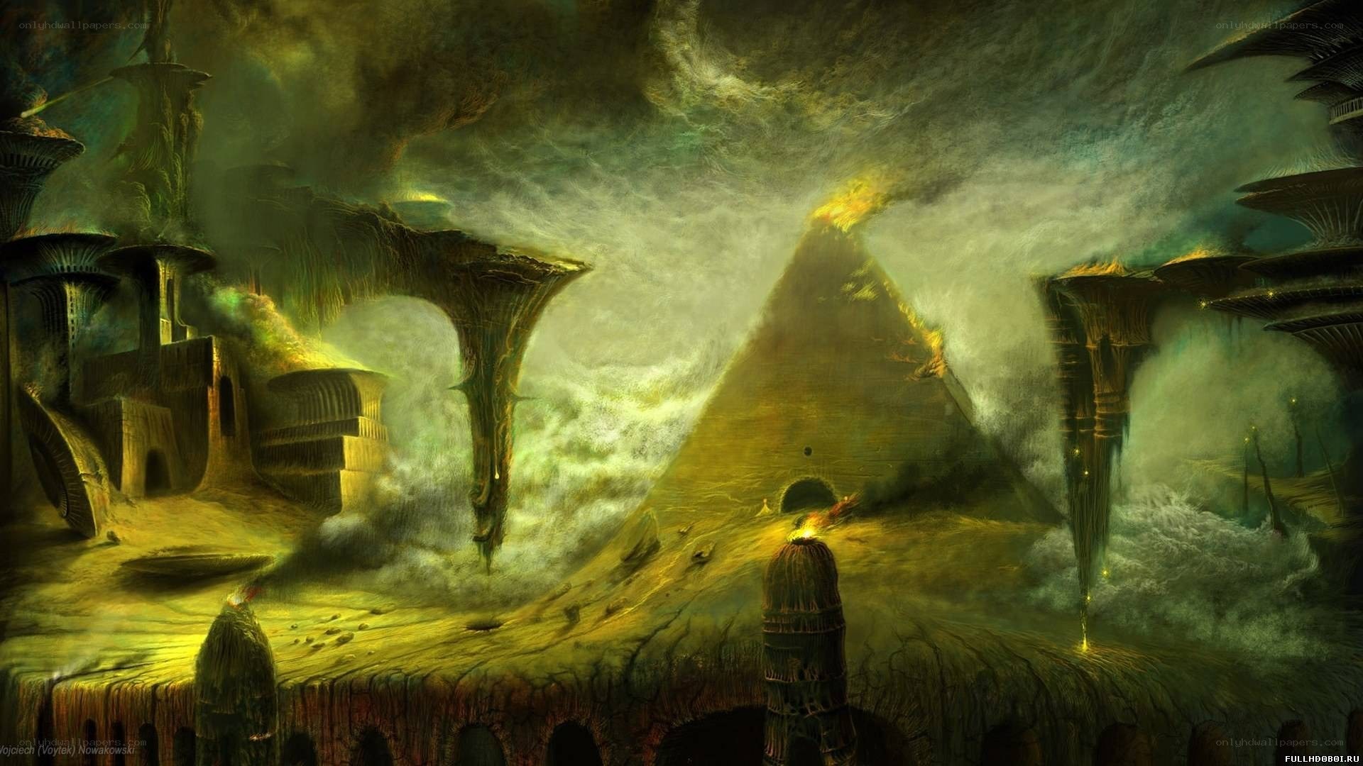 alien pyramid landscape