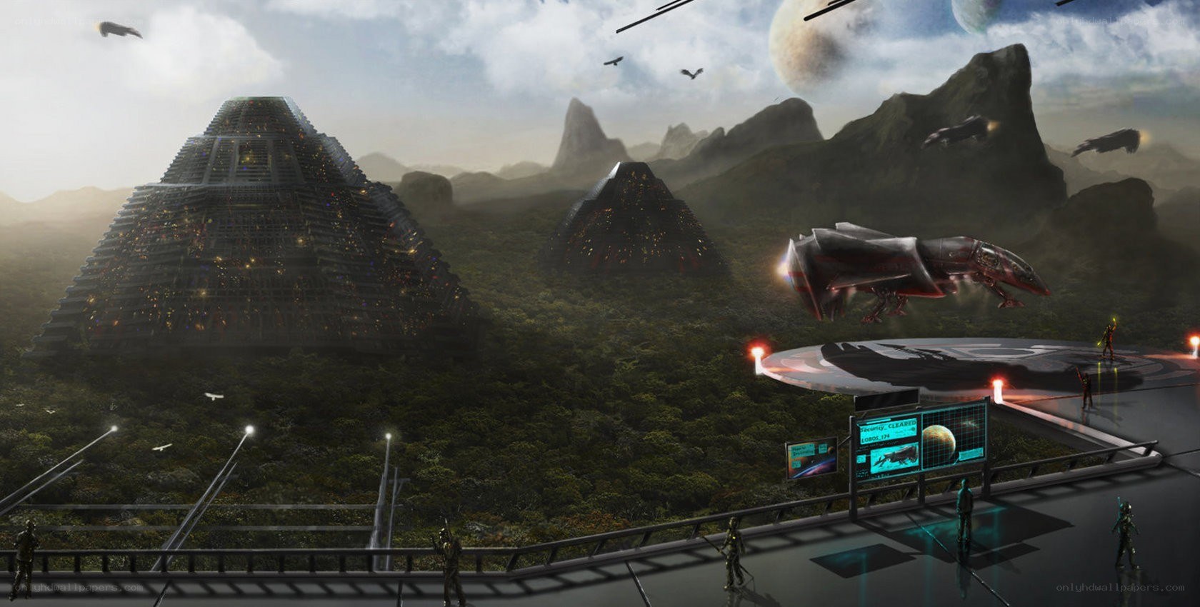 Alien pyramid landscape