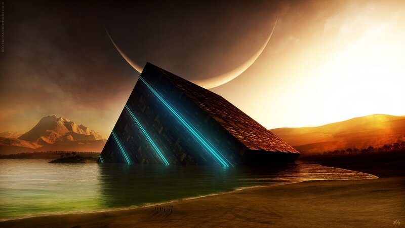 alien pyramid on alien planet