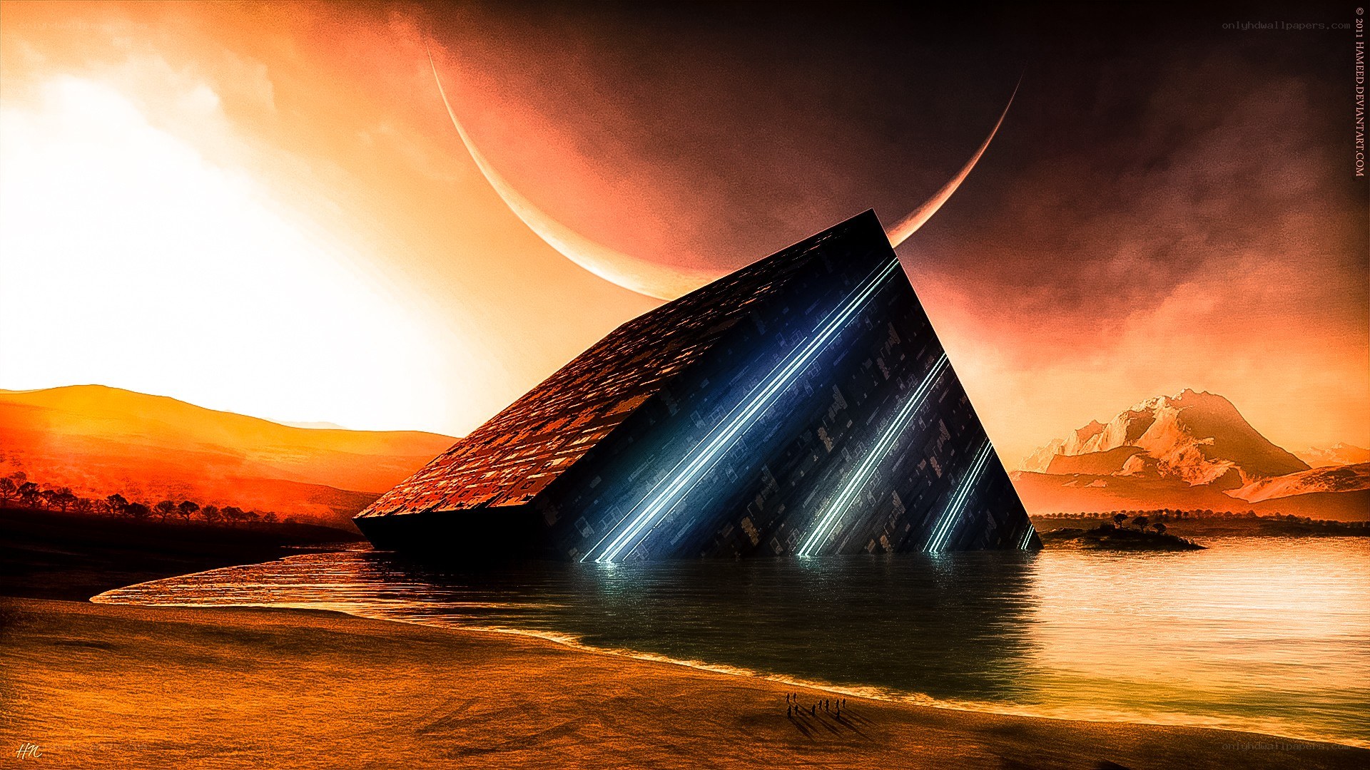 alien pyramid on alien planet