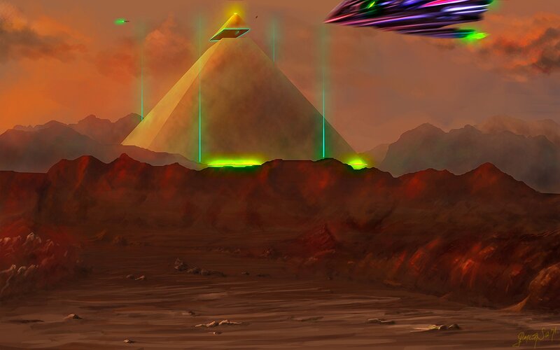 alien pyramid on alien planet