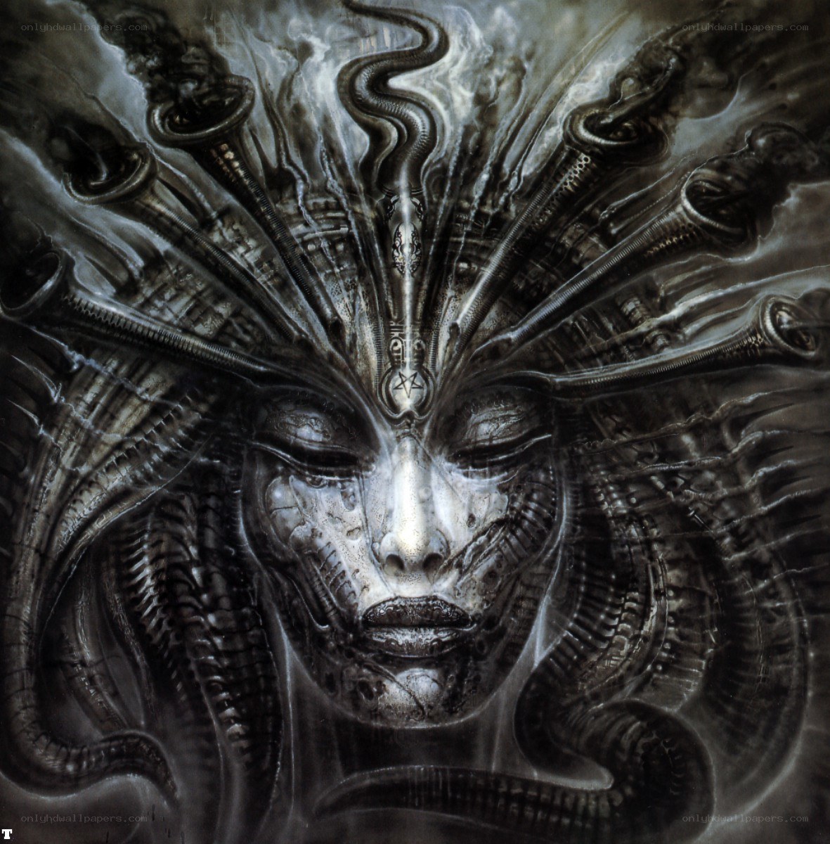 alien queen face art