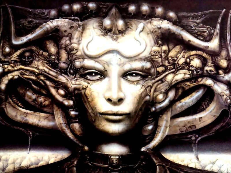 alien queen with biomechanical features