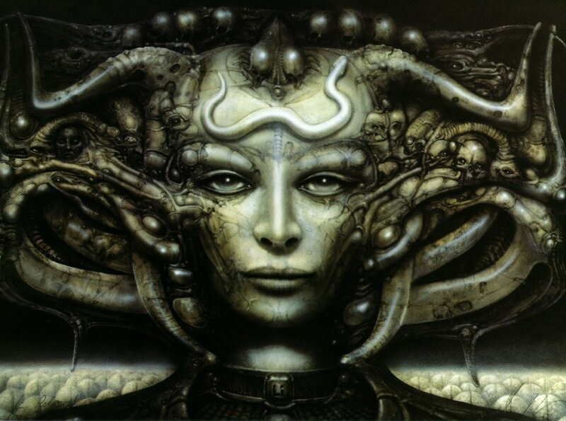 alien queen with biomechanical features