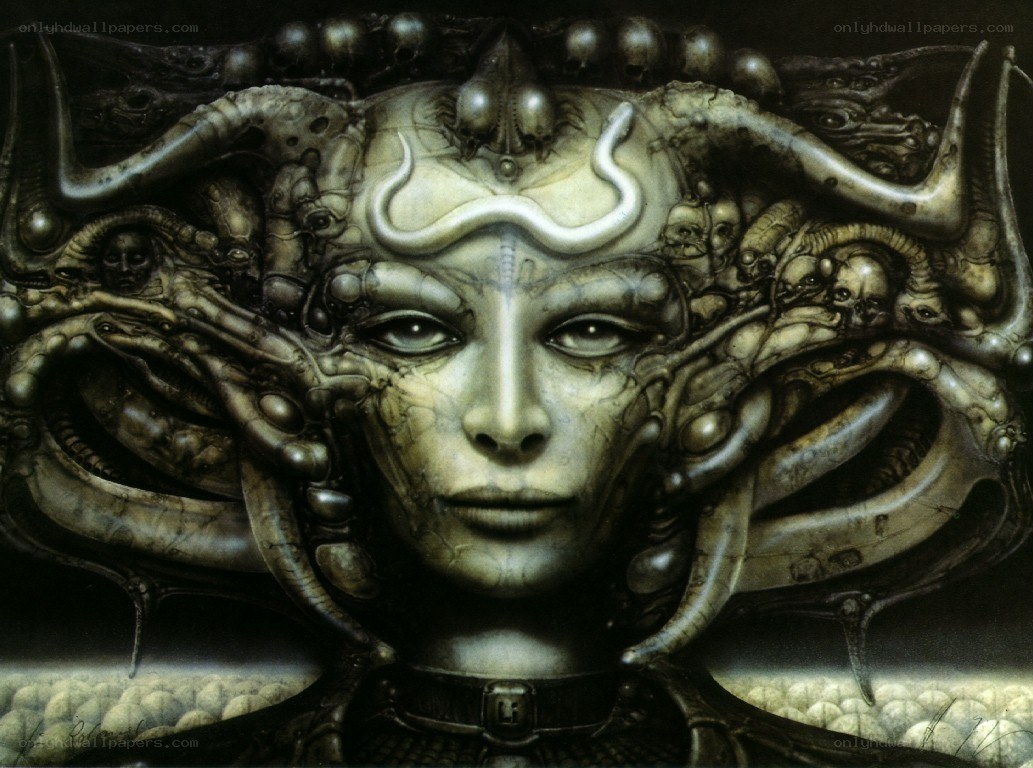 alien queen with biomechanical features