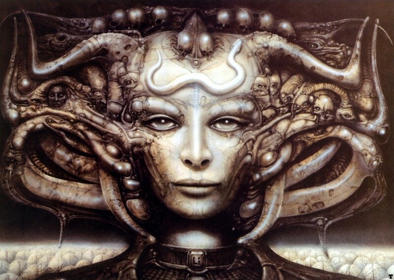 alien queen with biomechanical features