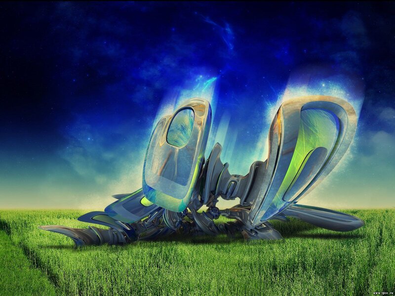 alien robot in a field