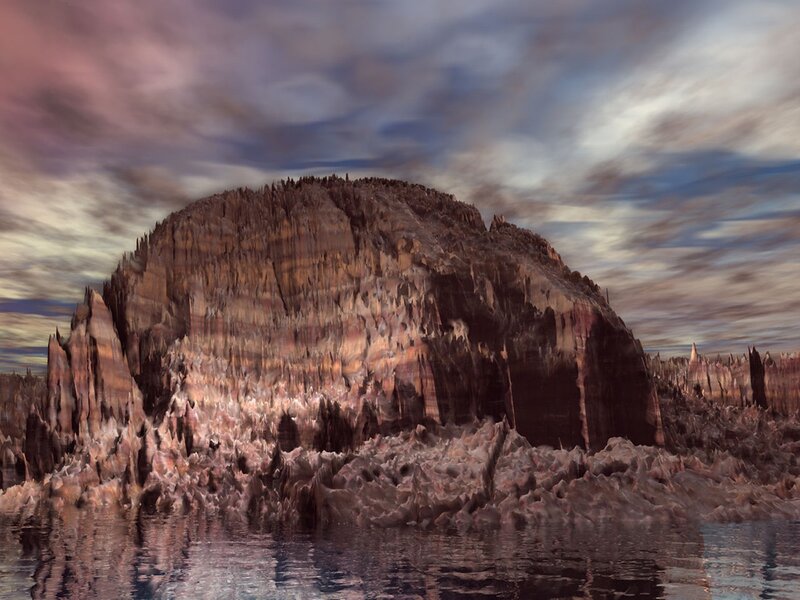 alien rock formation by water