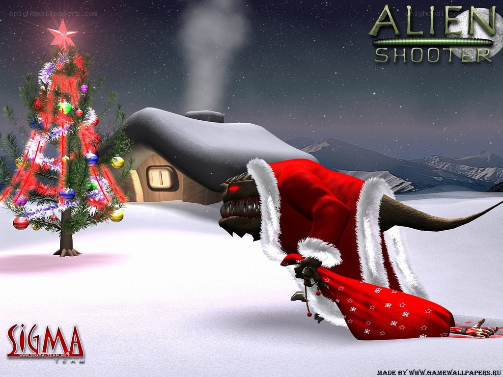 Alien Santa Claus in snow