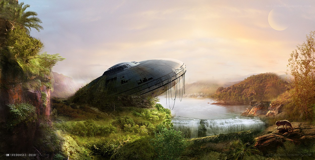 alien ship on alien planet
