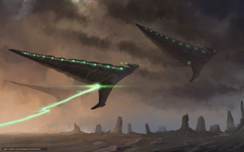 Alien ships in a storm