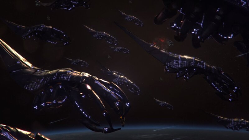 Alien Ships in Space — Black, Dark, Dramatic