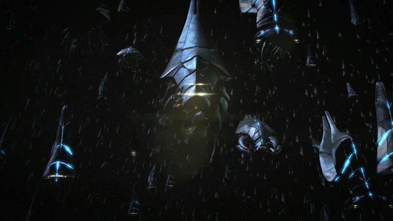 Alien Ships in Space — Black, Dramatic