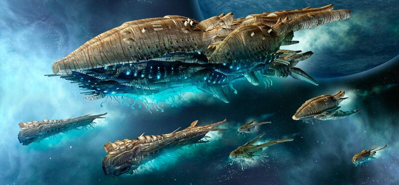 Alien Ships in Space — Blue