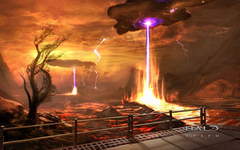 Alien Ships on Volcanic Planet