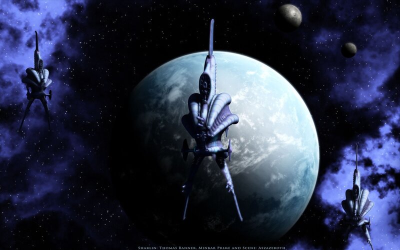 Alien ships orbiting a planet