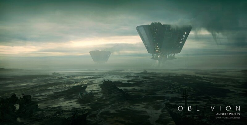 Alien Ships over Wreckage