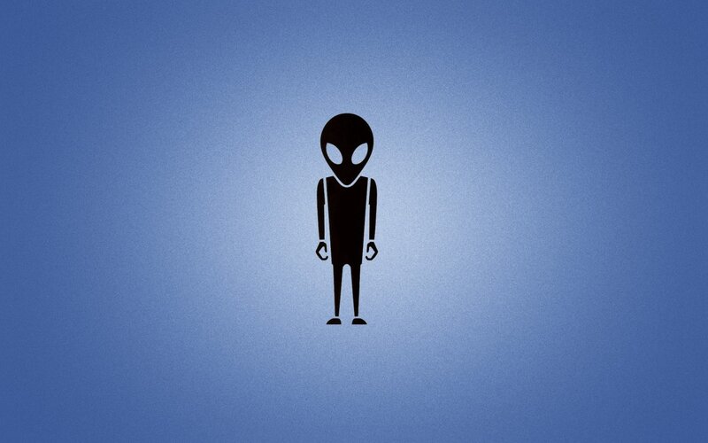 alien silhouette on blue