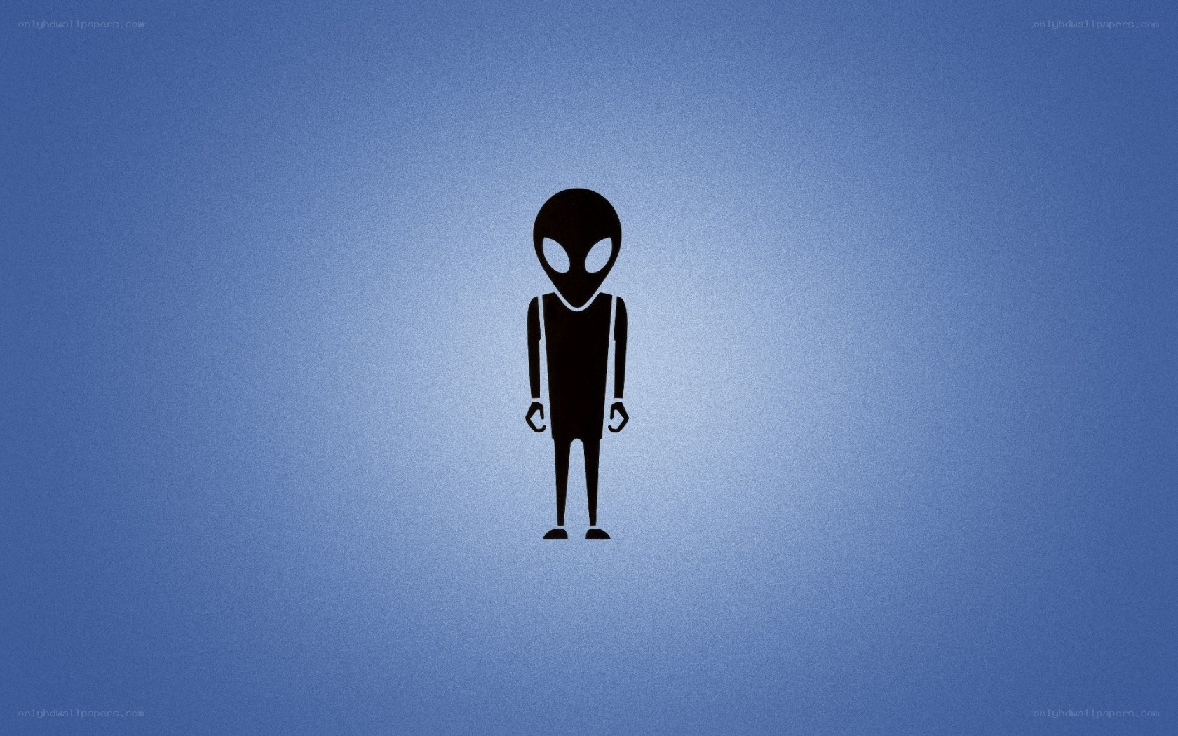 alien silhouette on blue
