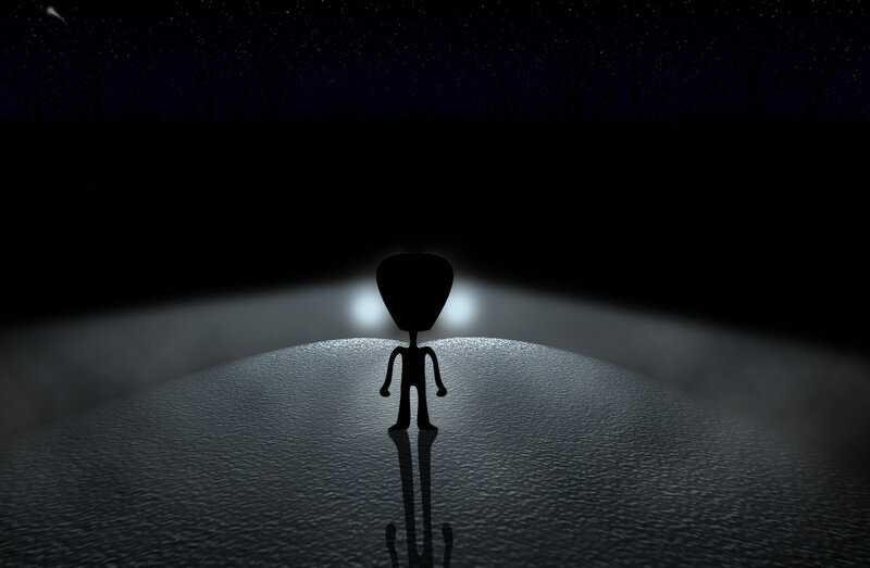 Alien Silhouette on Road