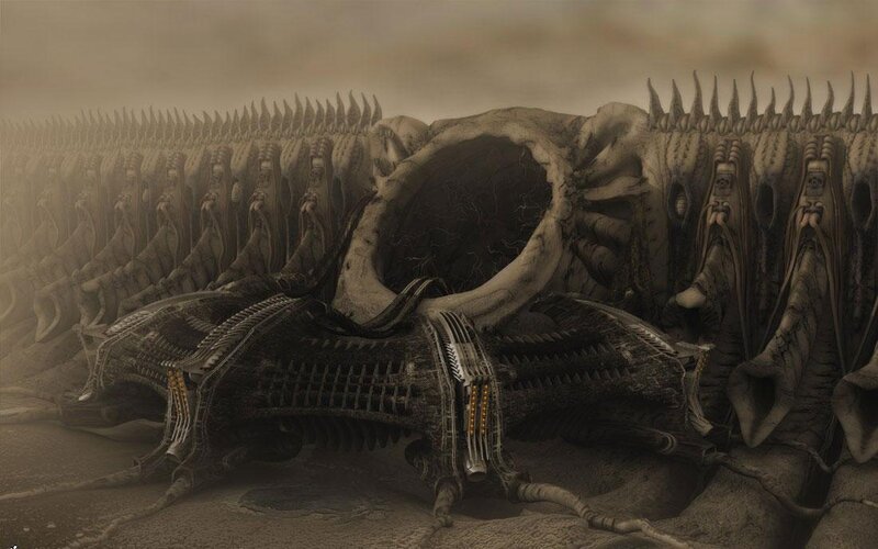 alien skeleton landscape