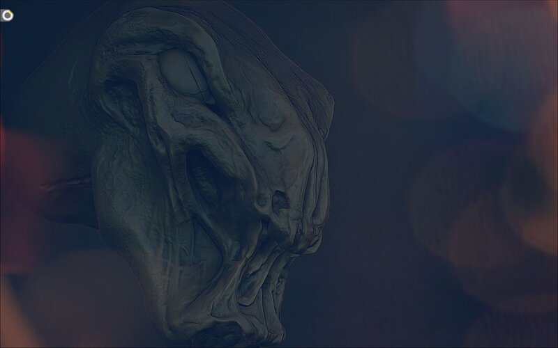 alien skull in dark light