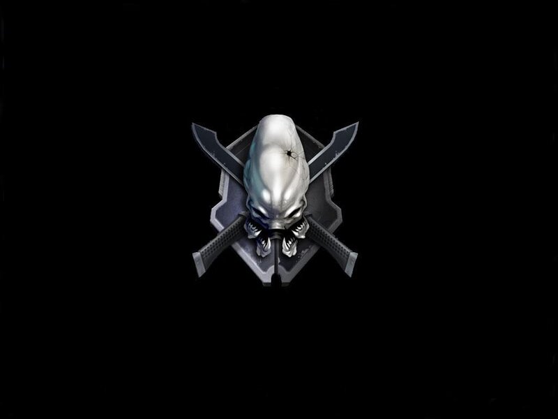 alien skull with crossed swords