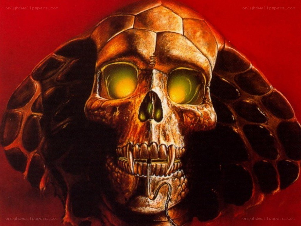 alien skull with glowing eyes