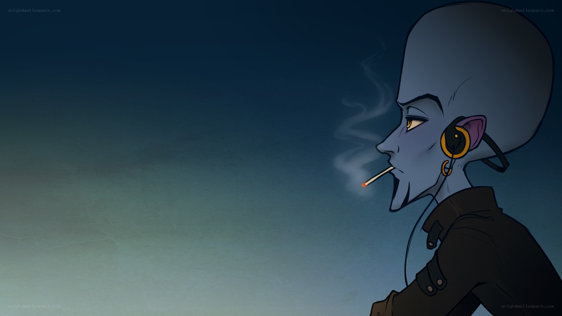 alien smoking a cigarette