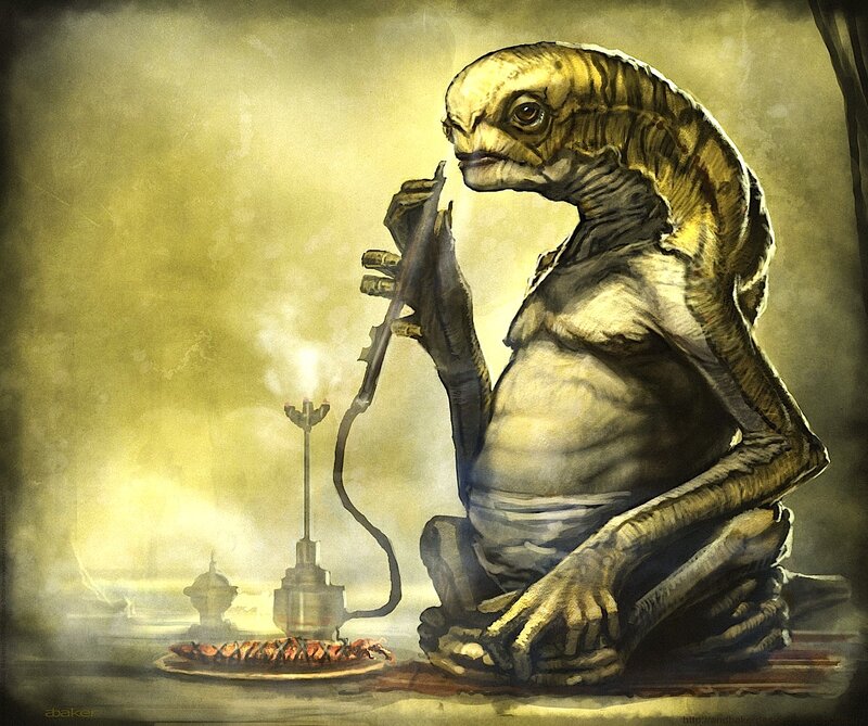 alien smoking hookah