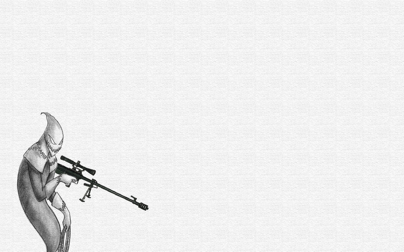 alien sniper in white
