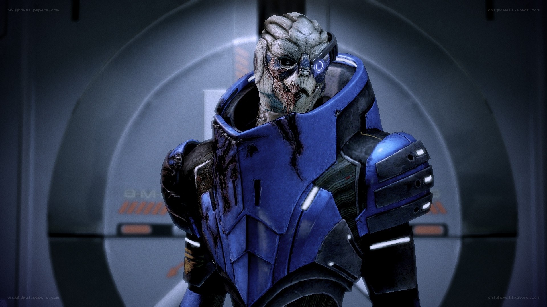 alien soldier in blue armor
