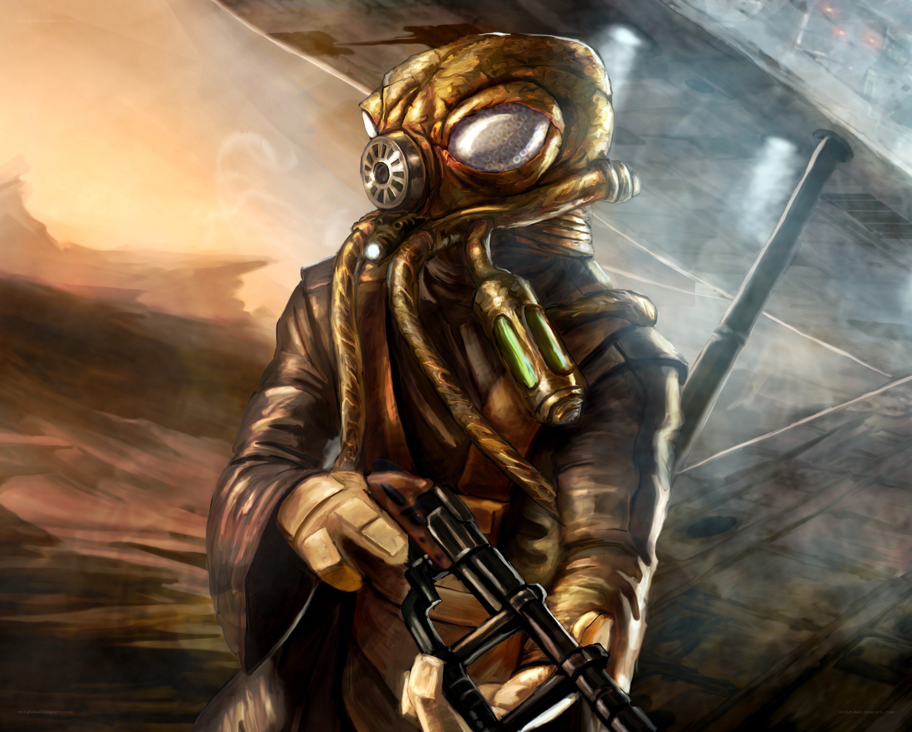 alien soldier with gas mask