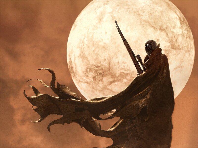 Alien Soldier with Rifle — Brown