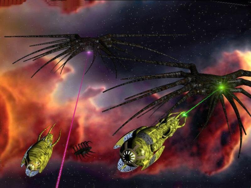 Alien space battle scene