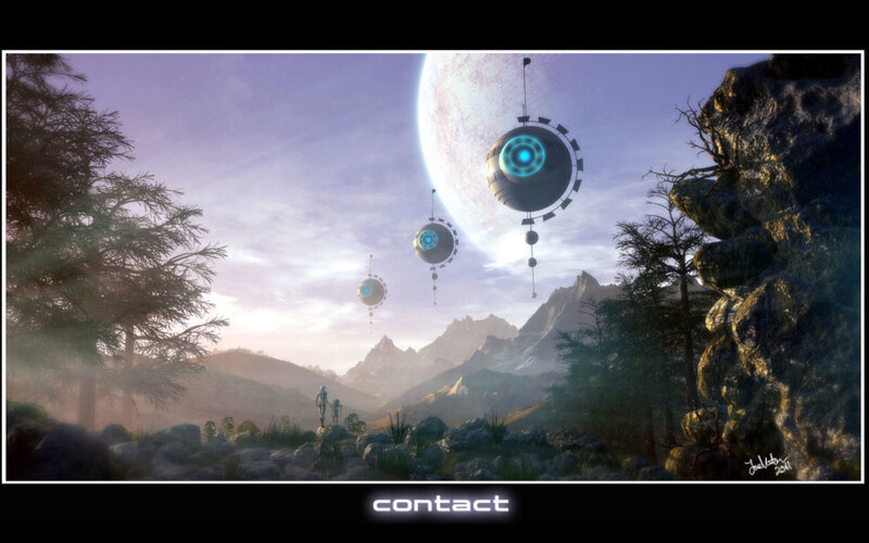Alien Spacecraft in Landscape