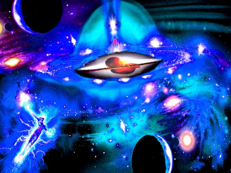 Alien Spacecraft in Space — Blue